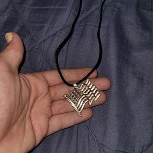 Sliver American Flag Necklace